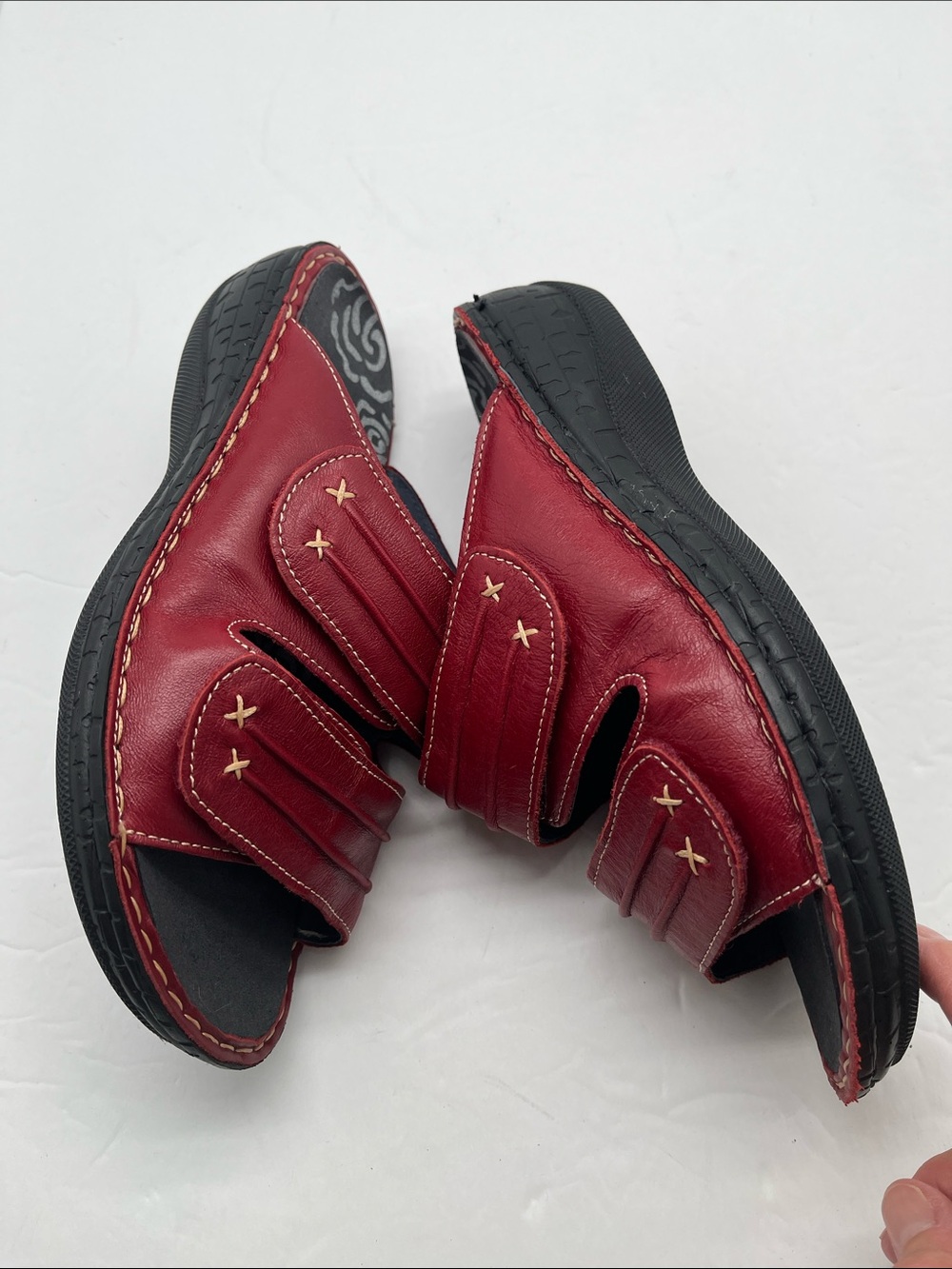 Propet June Slide Sandals Straps Velcro Women 7.5 Red Support Comfort Casual - Picture 5 of 11